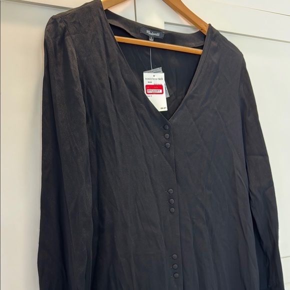 Madewell Black Button-Up Long Sleeve Dress small NWT - Picture 4 of 8